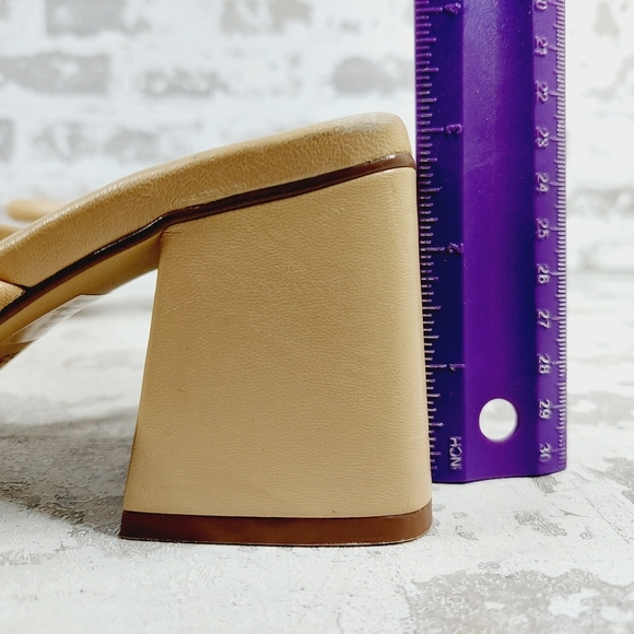 NEW Free People Straps Cream Tan Leather Slip on Block Heel Sandals W647 - Picture 9 of 16